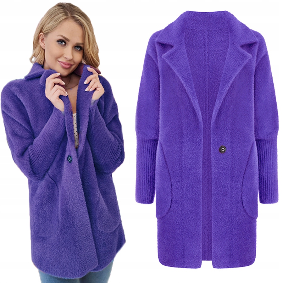Alpaka Teplý Kabát Přehoz Vlna Barva Fialová