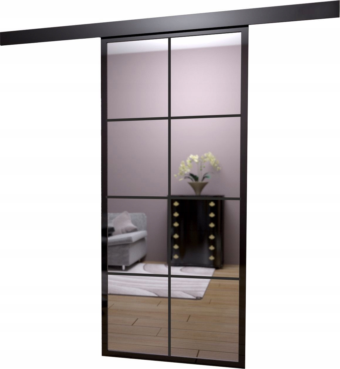 Drzwi Szklane Przesuwne System 85cm Lustro 8A