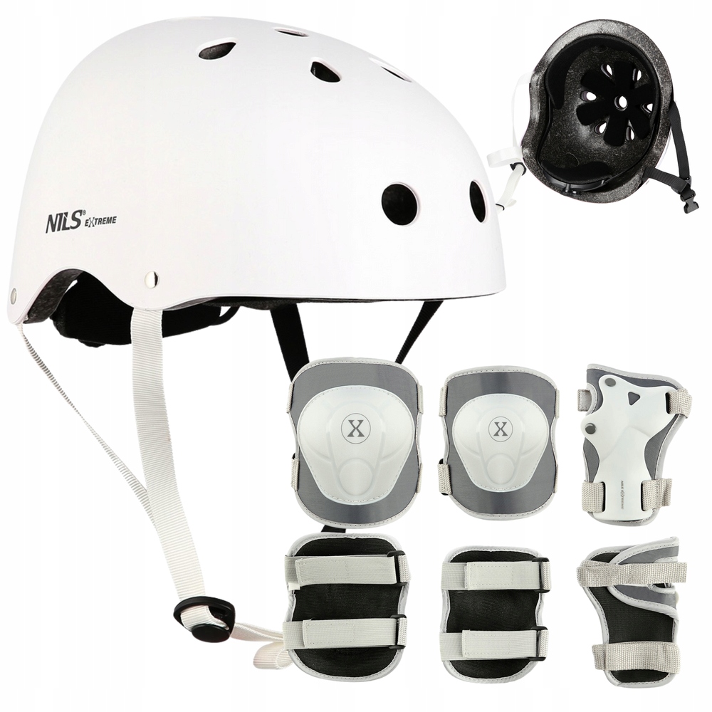 Kask Rowerowy Dziecięcy Z Regulacją Ochraniacze Komplet Na Deskorolkę S