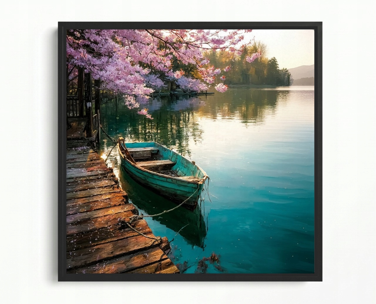 Obraz Rama American Box Krajina Jazero Prístav Most Loď Loďka 60x60