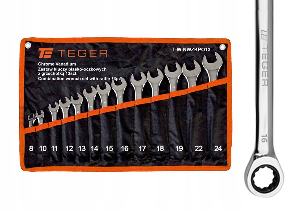 Rm Sada očkoplochých klíčů s ráčnou 13 ks Teger