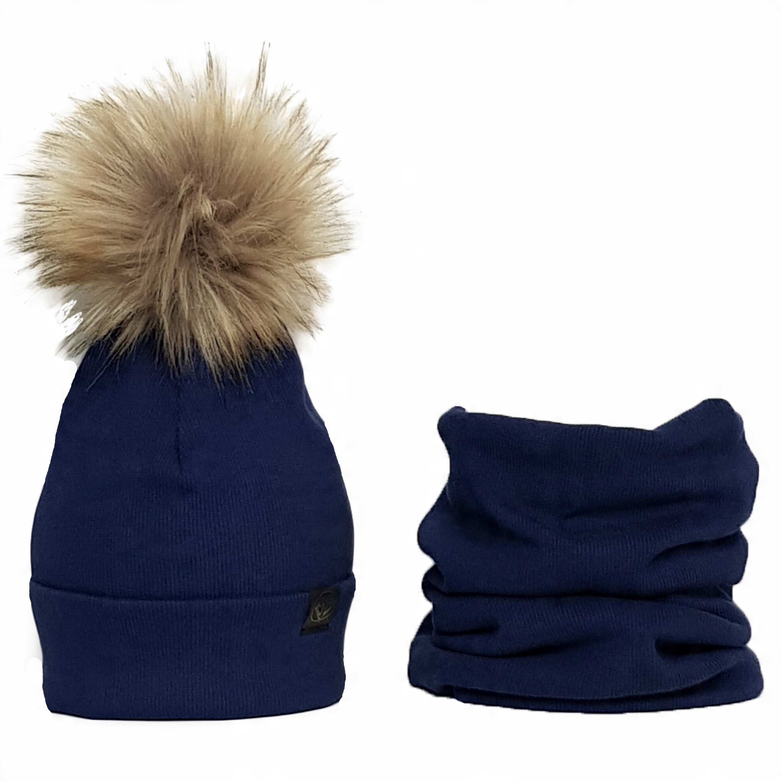 

Czapka komin komplet jesień zima pompon 48-56