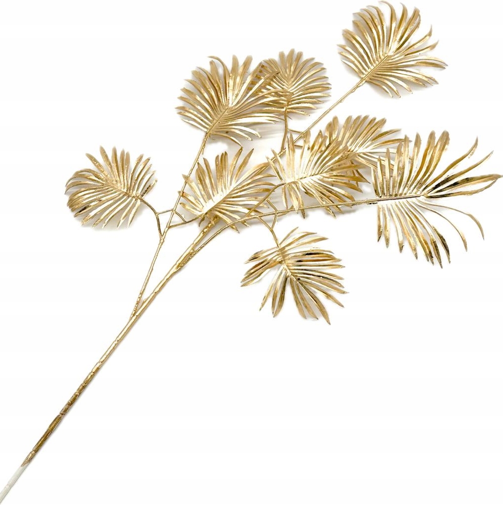 LIŚCIE PALMY PALMA PALCZATKA GAŁĄZKA ZŁOTA 3-ramienna 9 liści 70cm
