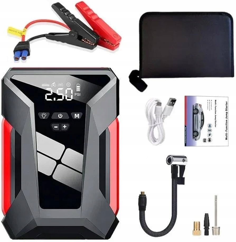 Jump Starter Kompresor Pumpa Start Booster Powerbank Sada Výkon