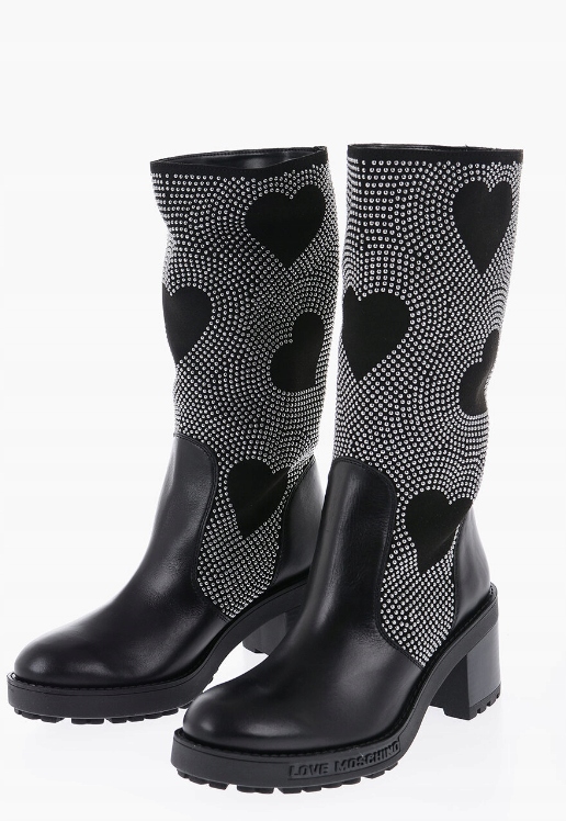 Love Moschino Černé Kozačky Zdobené Dámské Na Podpatku 35 Jld