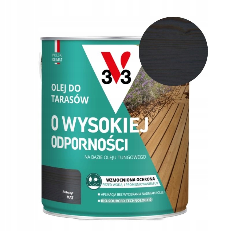 Olej do tarasów, drewna antracyt 2,5L V33/3V3