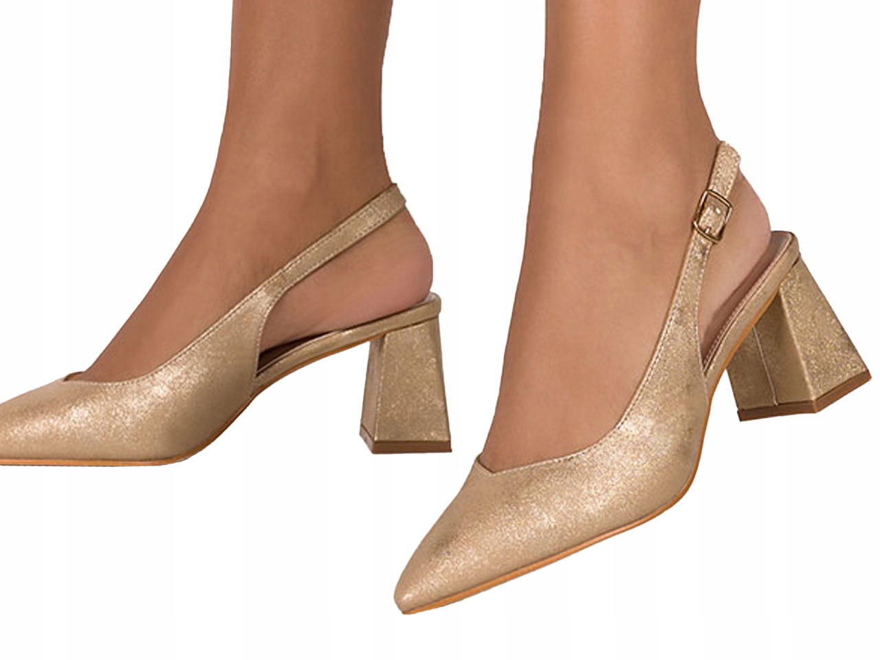 CZÓŁENKA DAMSKIE NA KLOCKU ODKRYTA PIĘTA SZPIC 39