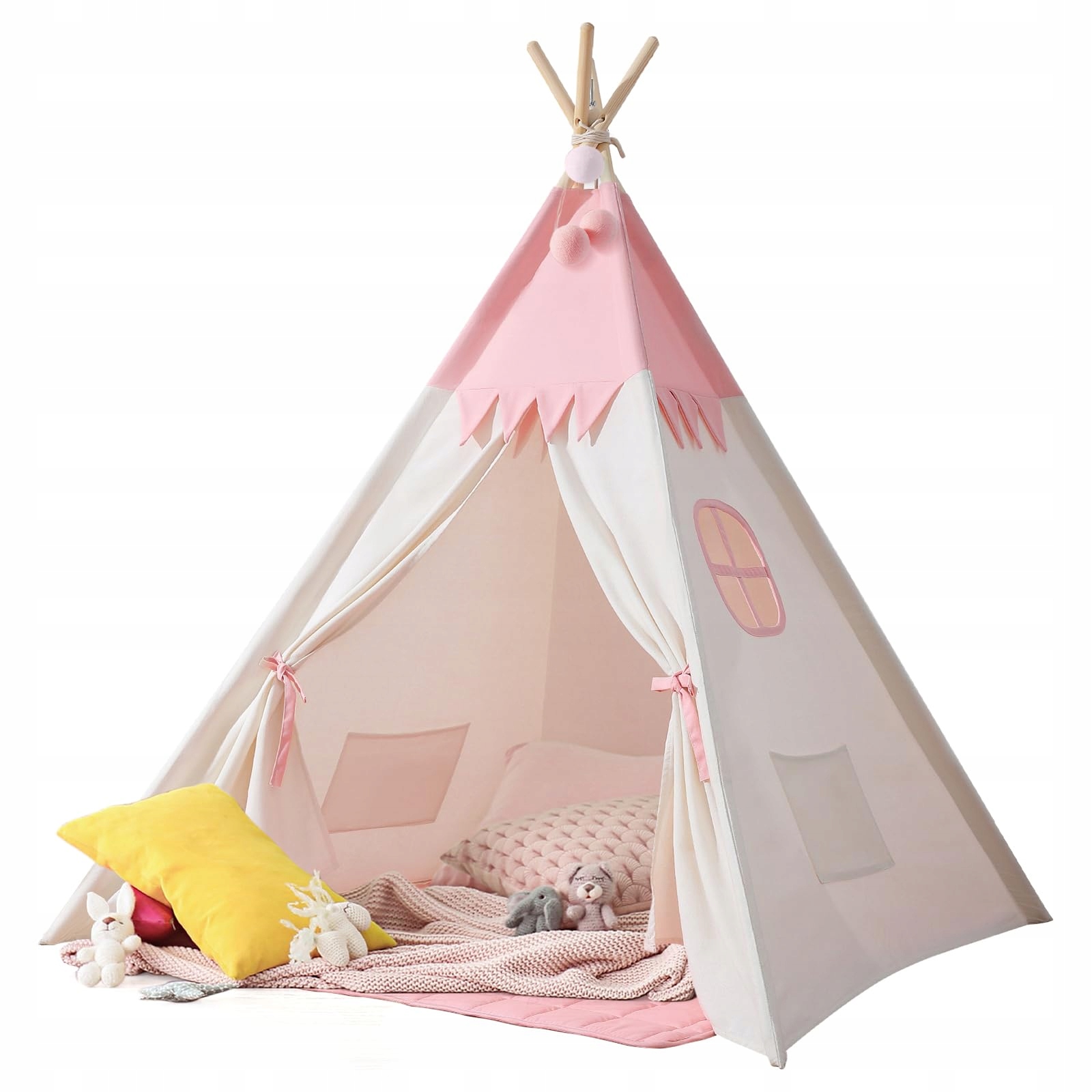 BESREY Namiot Tipi Dla Dzieci RóżowoBeżowy Namiot Do Pokoju Dziecięcego — miniatura 4