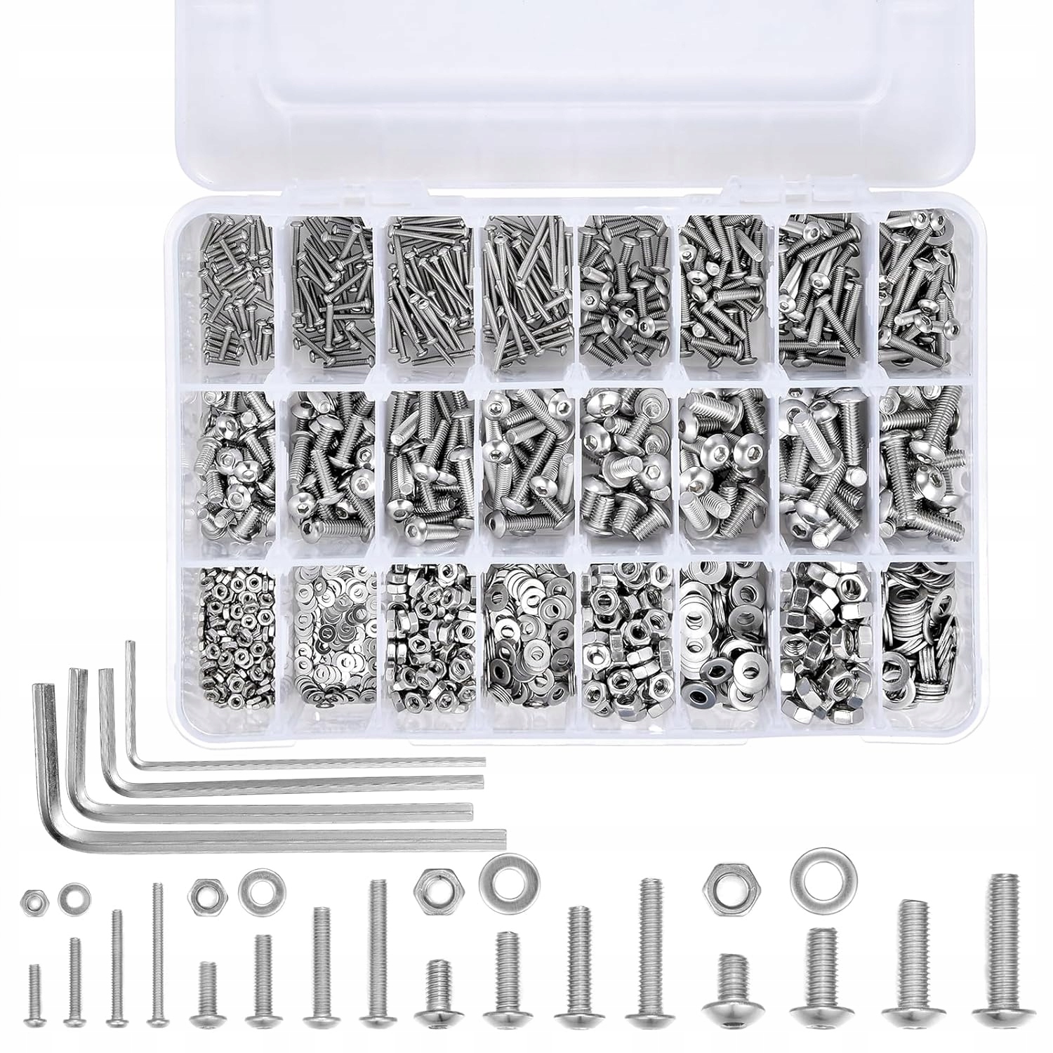 Zestaw Śrub Nakrętek M2 M3 M4 1080 Szt Stal Nierdzewna