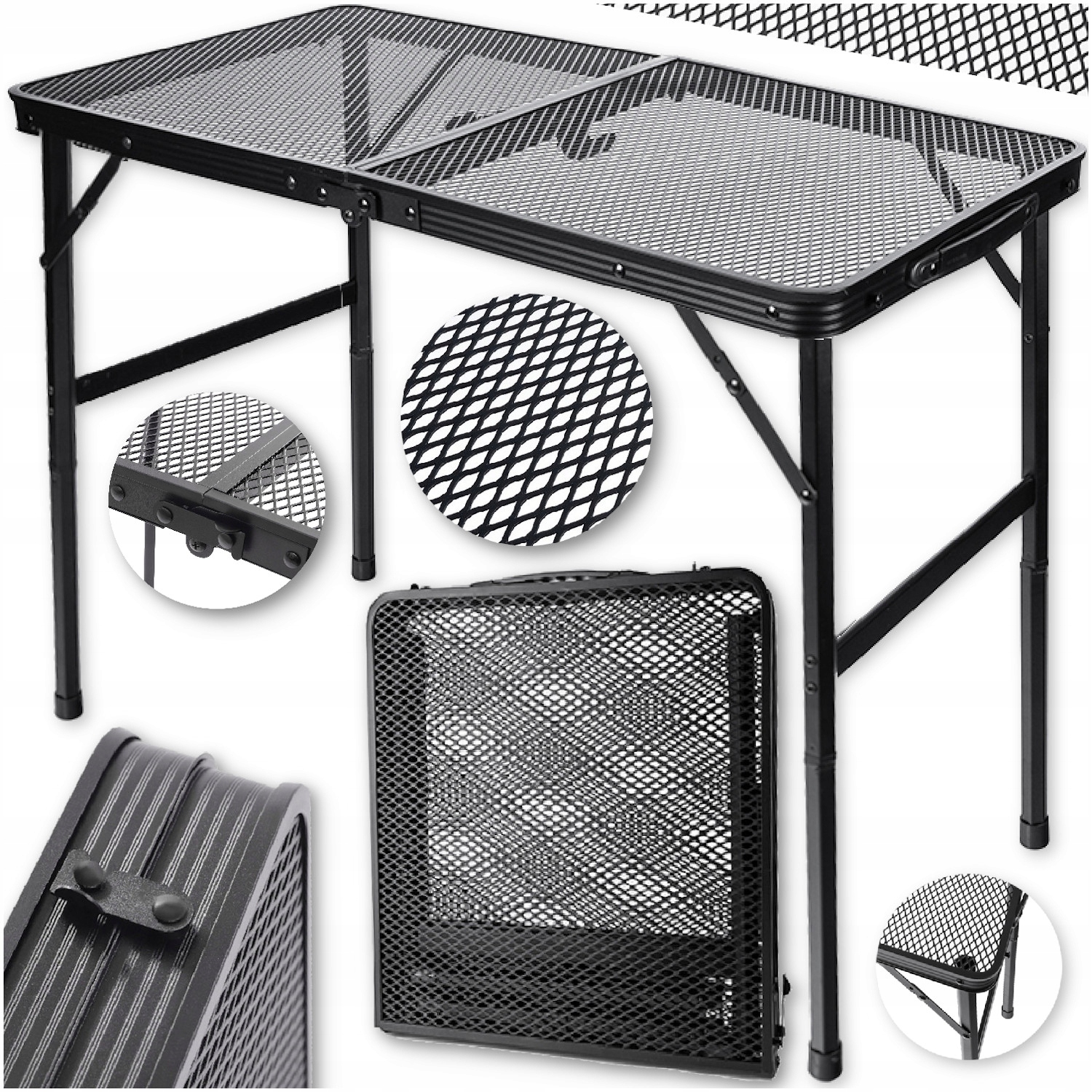 STÓŁ STOLIK CATERINGOWY TURYSTYCZNY składny REGULOWANY ALUMINIOWY 80x40 cm