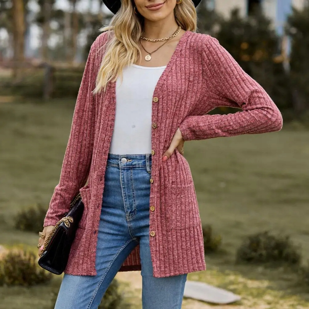 STYLOWY SWETER DAMSKI DŁUGI CIEPŁY ROZPINANY GUZIKI WIZYTOWY Cechy dodatkowe guziki