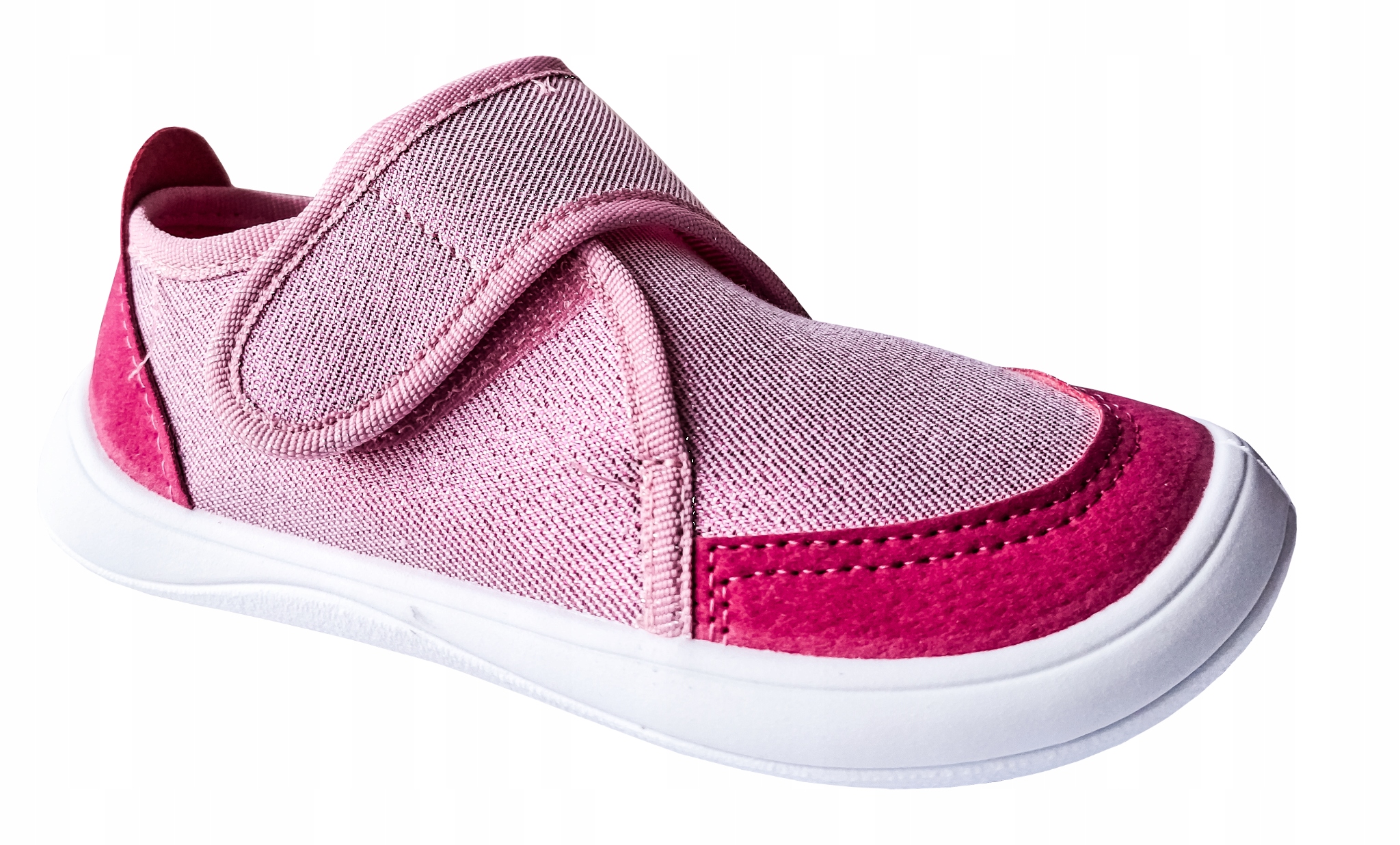 Barefoot Befado Buty dziecięce Kapcie różowe Brokat lekkie Na rzep roz .32