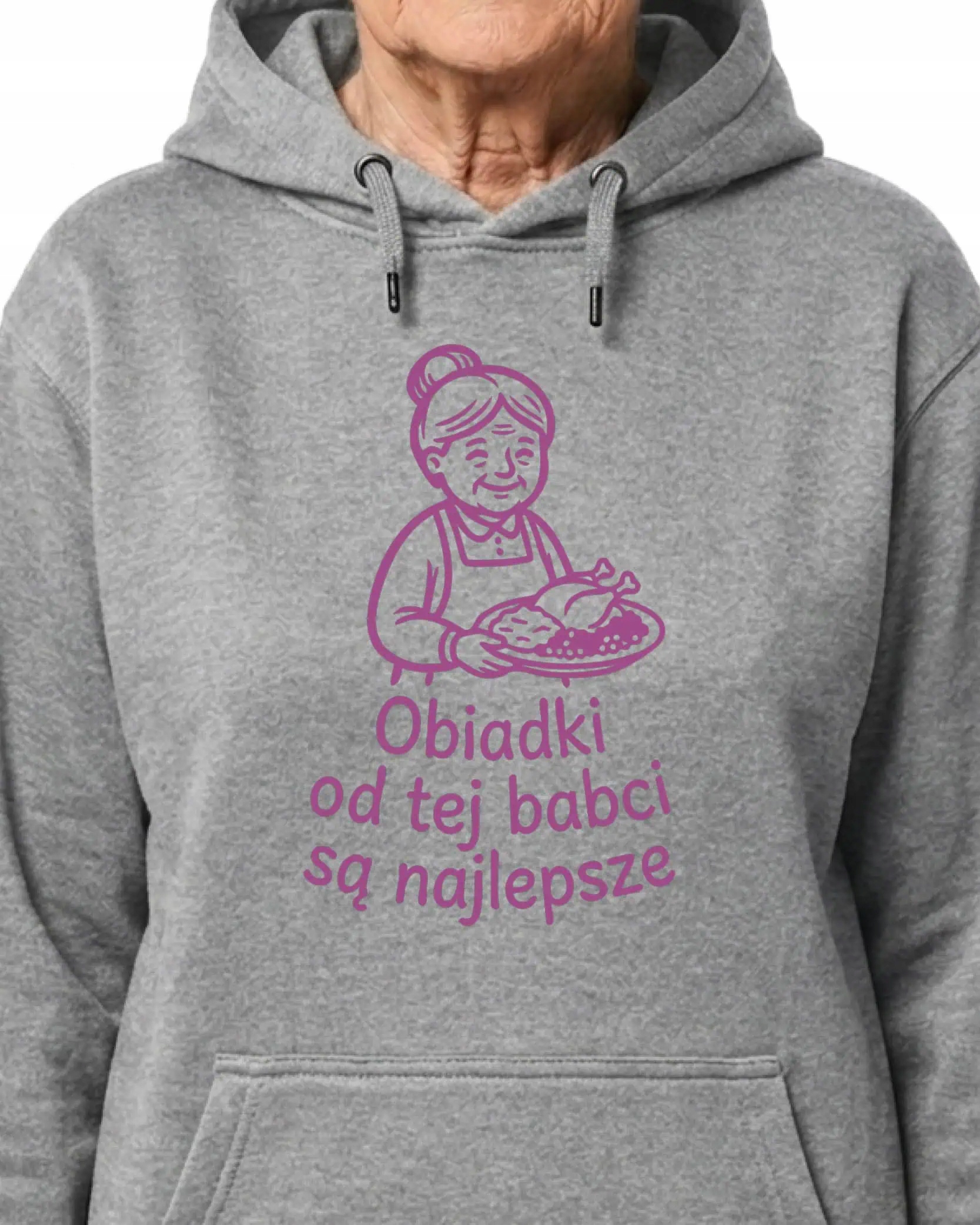 Mikina s kapucí Dárek pro babičku Oběd u babičky Šedá XL