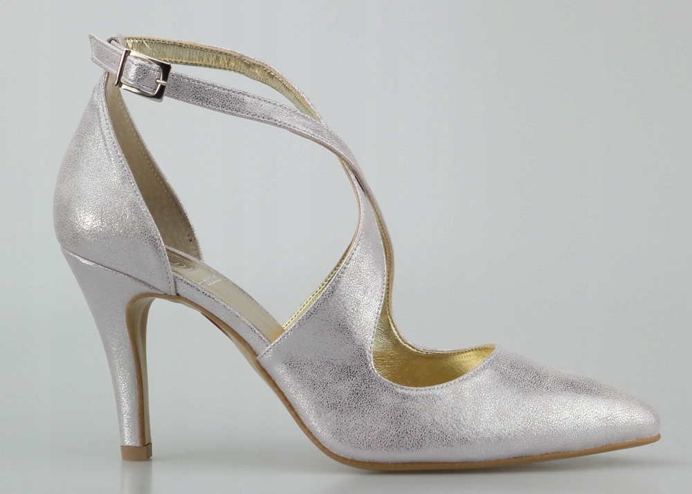 Pudrové Třpytivé Sandály Na Podpatku V Retro Stylu 36