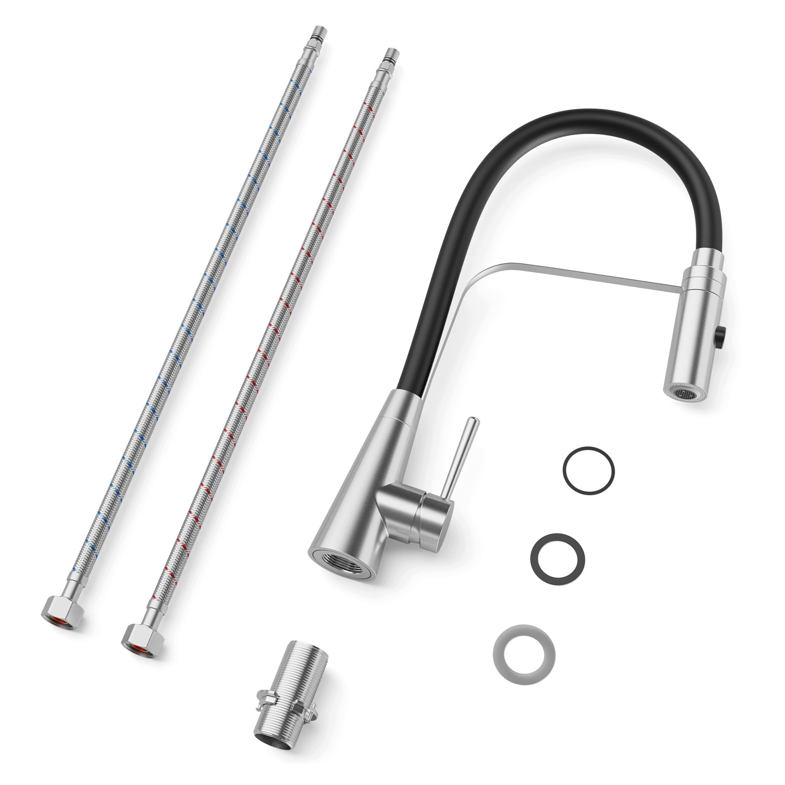 Kuchynská Batéria Inox Brúsená 360° S Výsuvným Výtokom Do Drezu