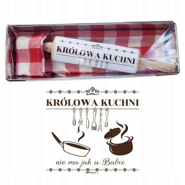 zestaw kuchenny dla Królowej Babci - blacha do pieczenia - ściereczka - wałek — 2
