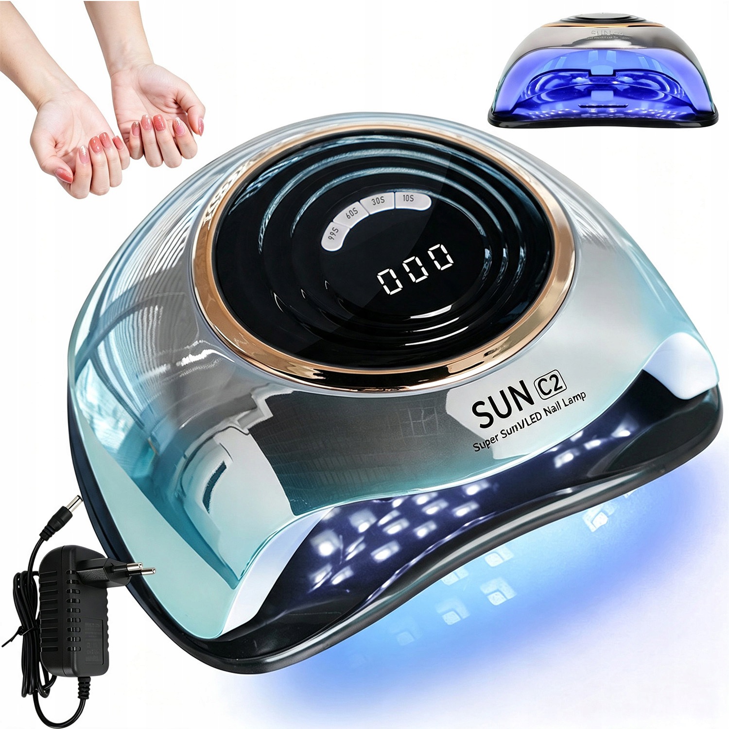Lampa Na Nehty Dual Led Uv 288W 63 Diod LCD Časovač Senzor Hybrid