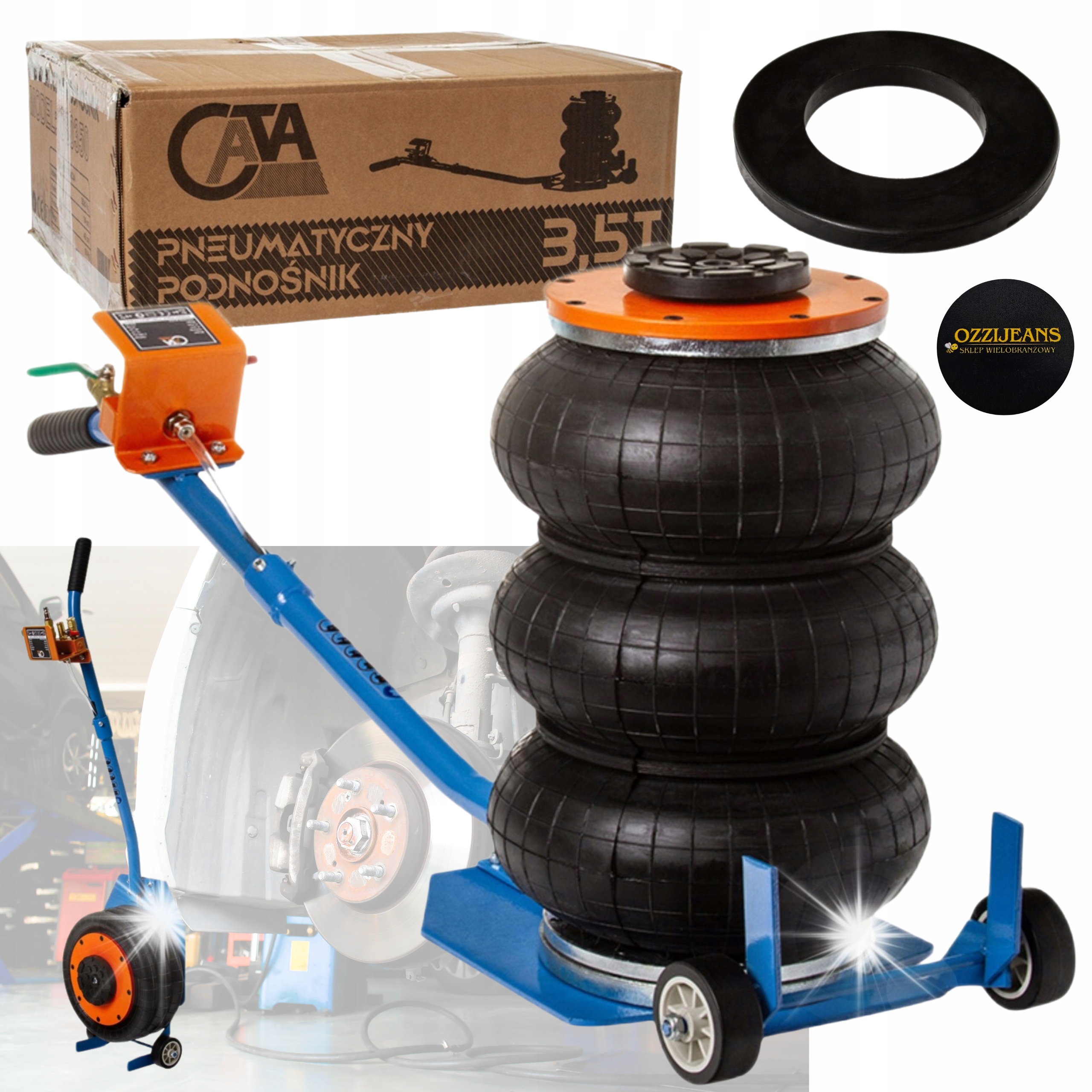 Podnośnik Pneumatyczny Bałwanek Poduszka 3.5 Tony Guma /// Lewarek żaba