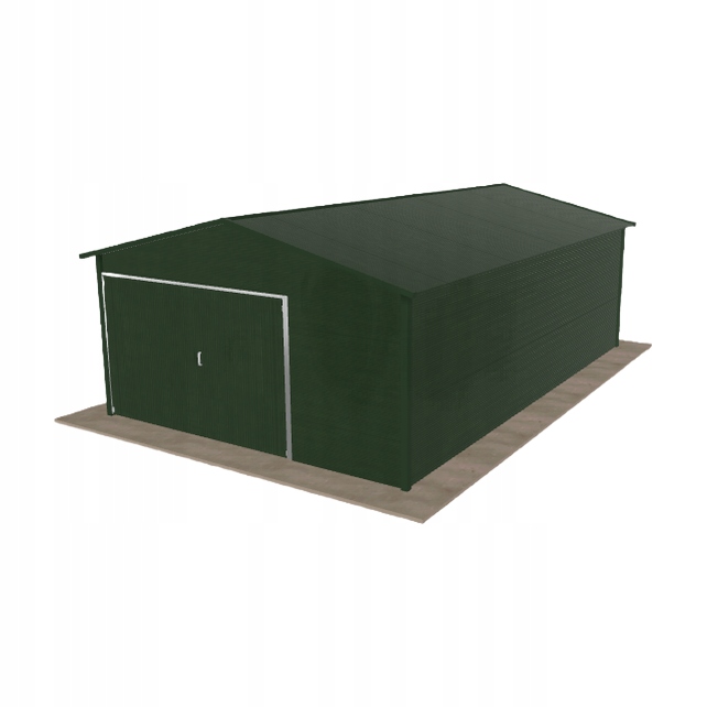 Plechová garáž 4.5 x 7 m jednopolohová, dvouspádová, zelená
