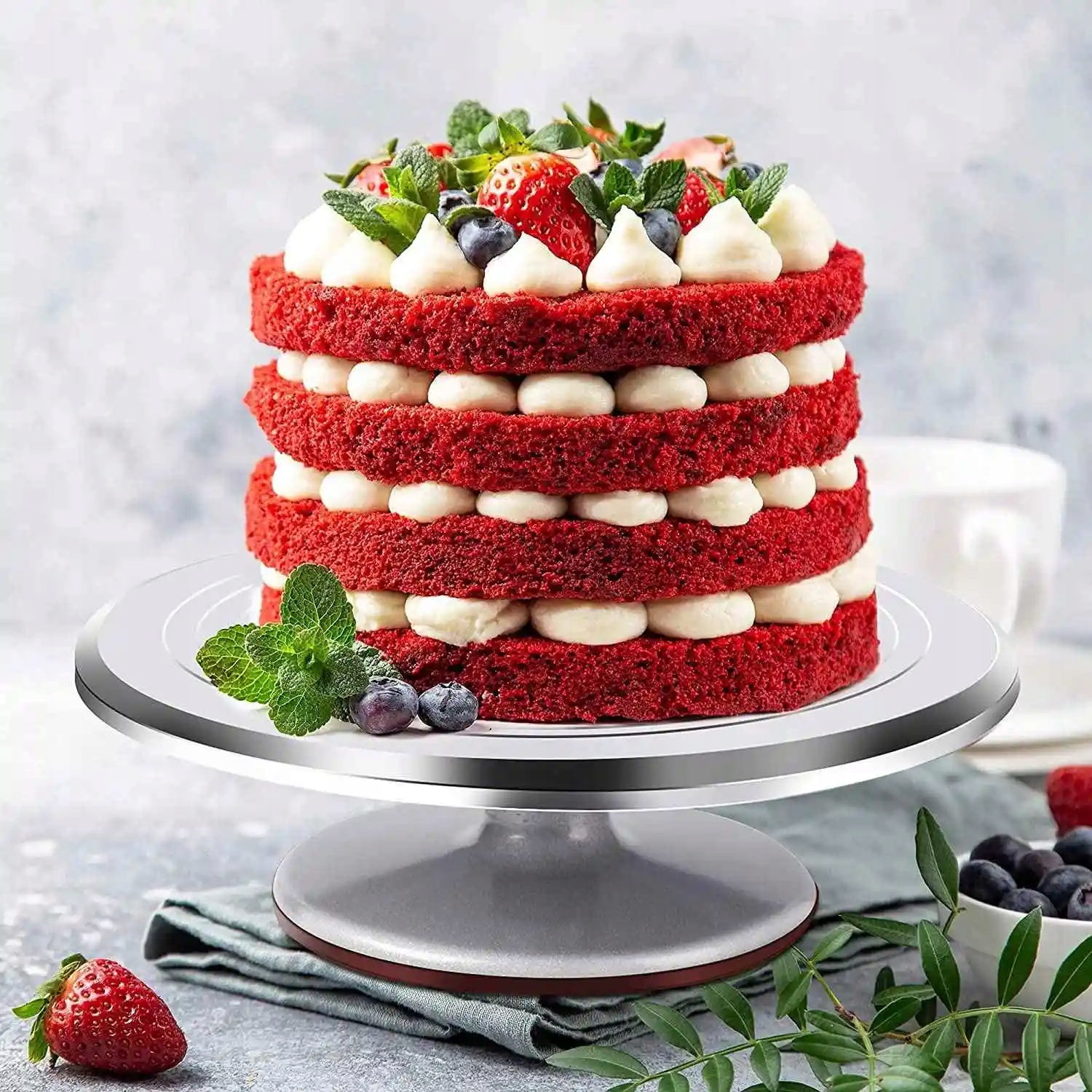 Kovový Profesionální Otočný Talíř Na Zdobení Dortů 30 CM Podnos