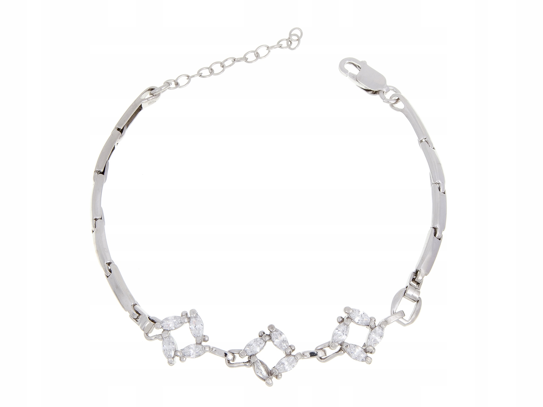 Krásný Stříbrný Náramek S Zirkony 21 CM