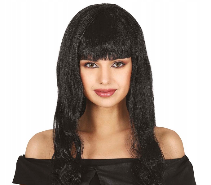 

Peruka Czarna Falowane Włosy Z Grzywką