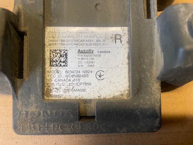 39630-TB9-G11 - HONDA CIVIC IX РАДАР СЛЕПОЕ ПЯТНО ПОМОЩНИК ПРАВЫЙ