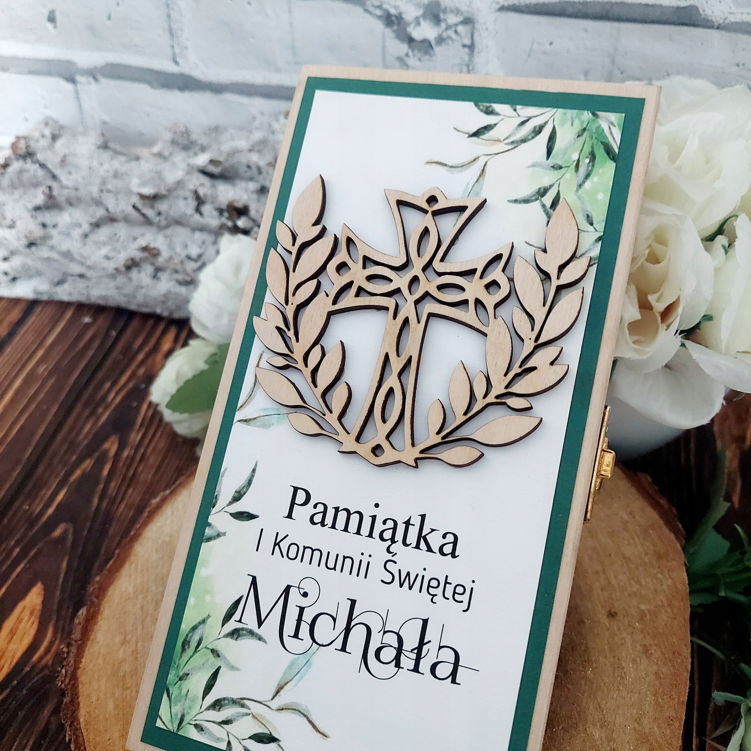 Pamiątka Pierwszej Komunii Świętej IHS * PUDEŁKO NA GOTÓWKĘ Szerokość produktu 10.5 cm