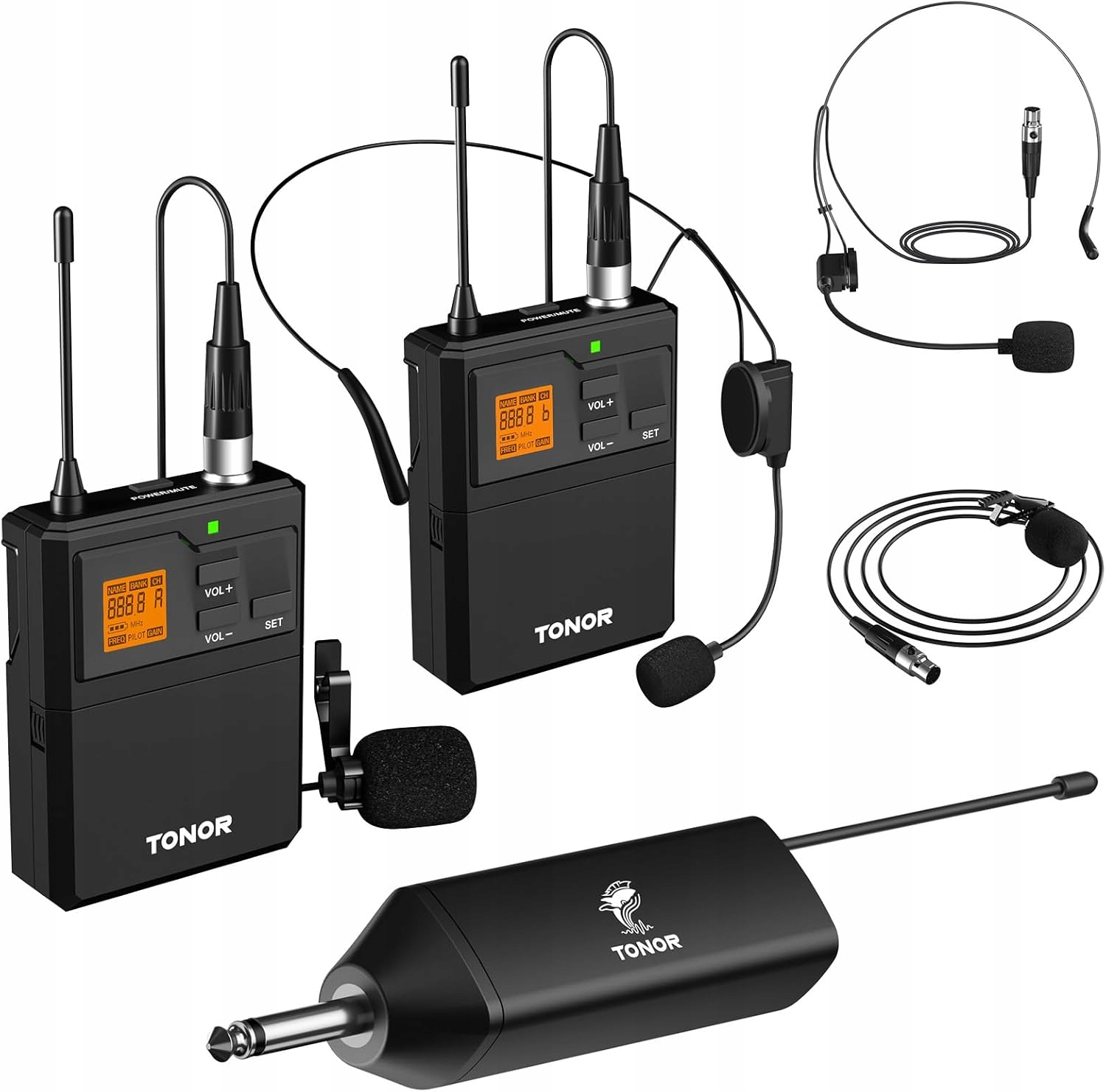 Nowe Mikrofony bezprzewodowe Tonor 2x Lavalier Headset Uhf 200m Pa