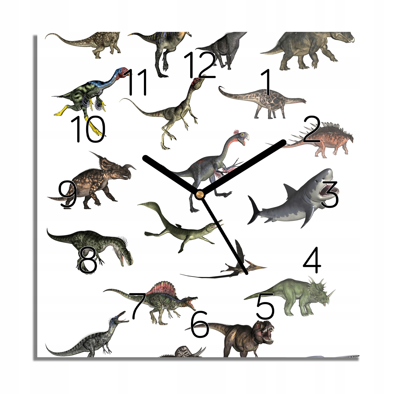 

Dinozaury zbiór 3D zegar szklany z grafiką 30x30
