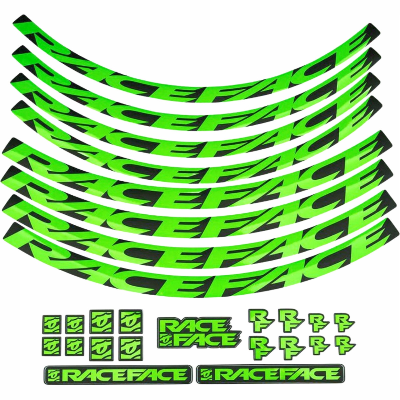 Naklejki Na Felgi Rowerowe Race Face Decal Kit Medium 802C Neon Green