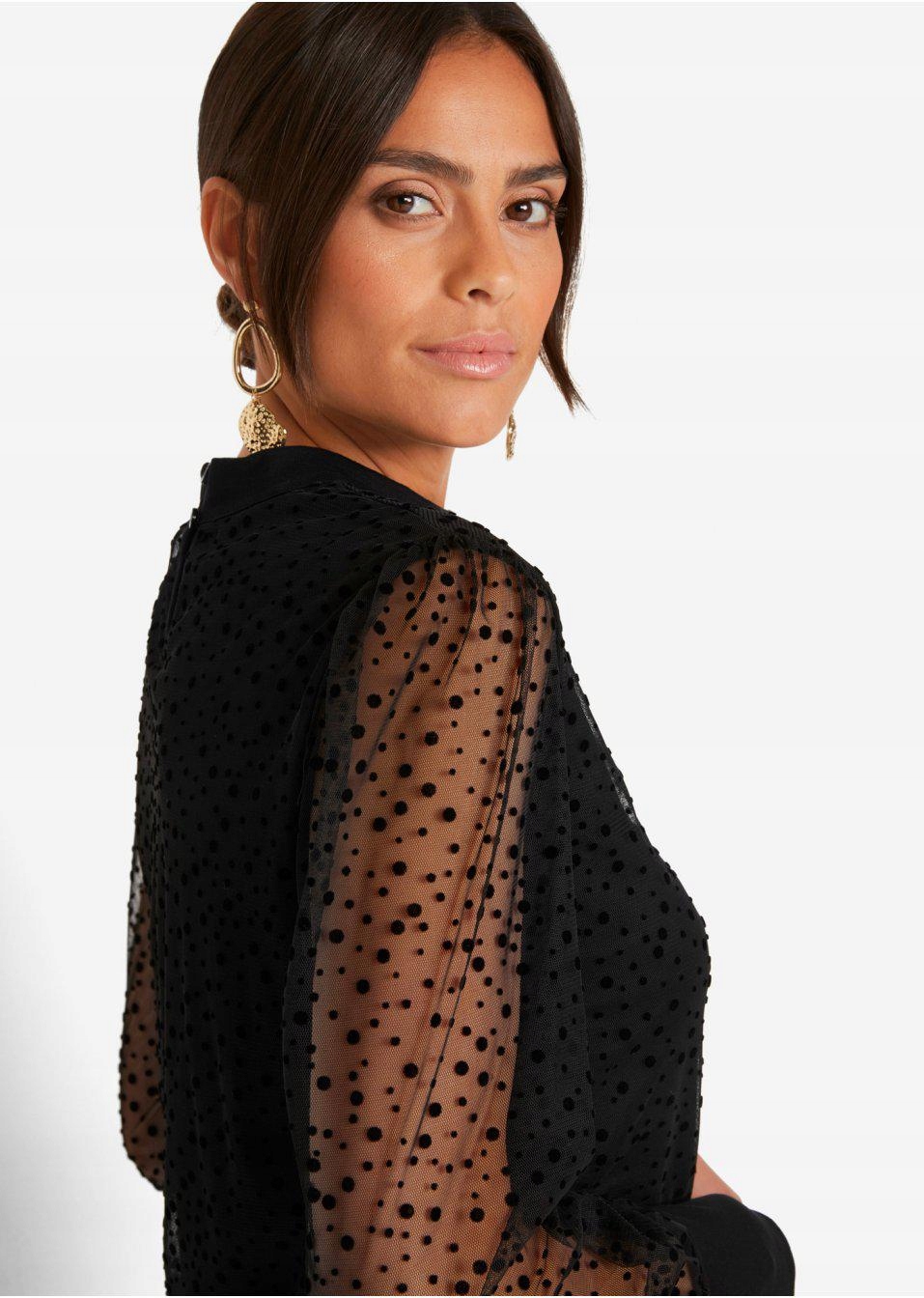 42 Bonprix WW CZARNA BLUZKA Z SIATECZKOWEGO MATERIAŁU Rozmiar 42