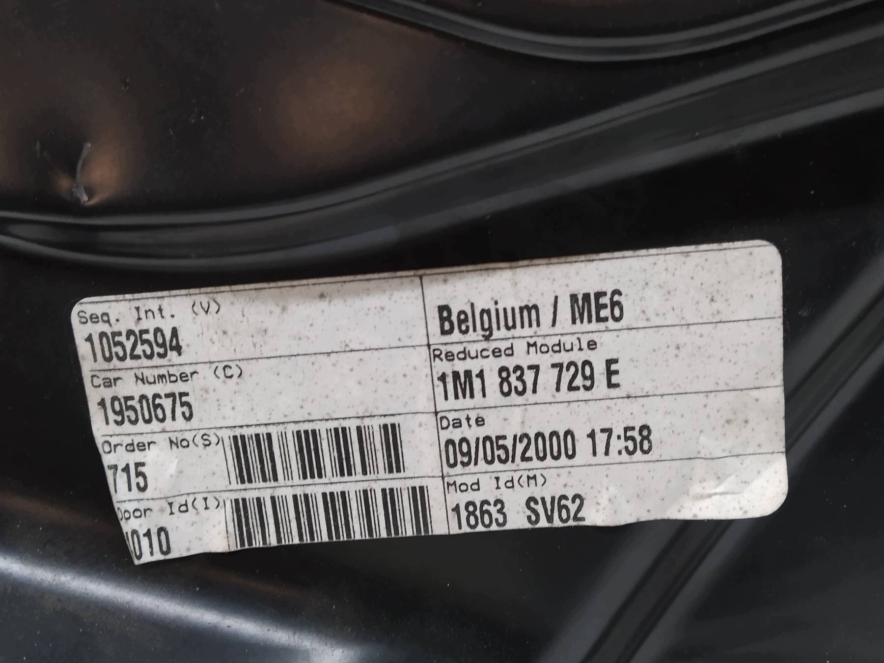 mechanism windows left front TOLEDO II 1M1837729E Seat Leon and (1999-2006)