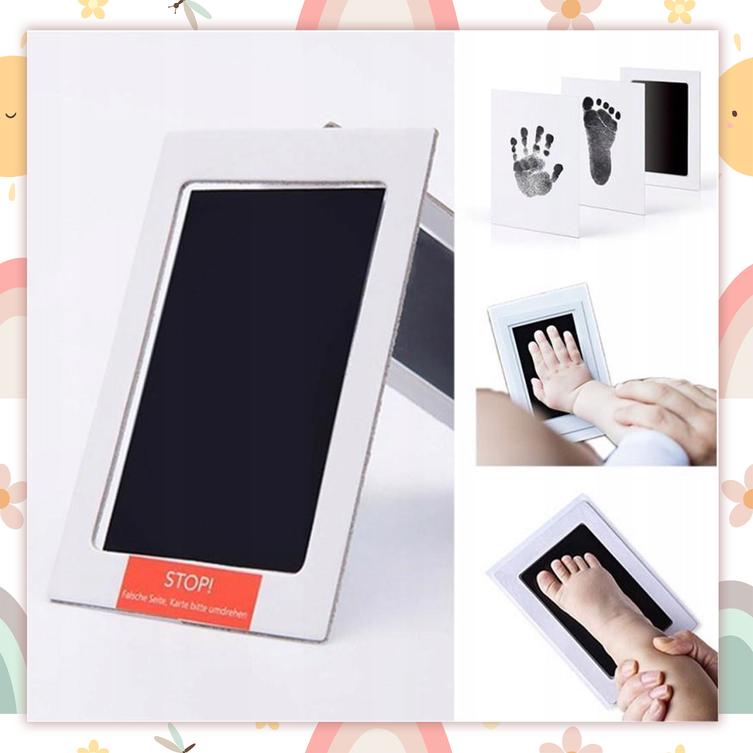 ODCISK RĄCZKI STÓPKI DZIECKA NIEBRUDZĄCY PREZENT NA BABYSHOWER NARODZINY Szerokość produktu 8 cm