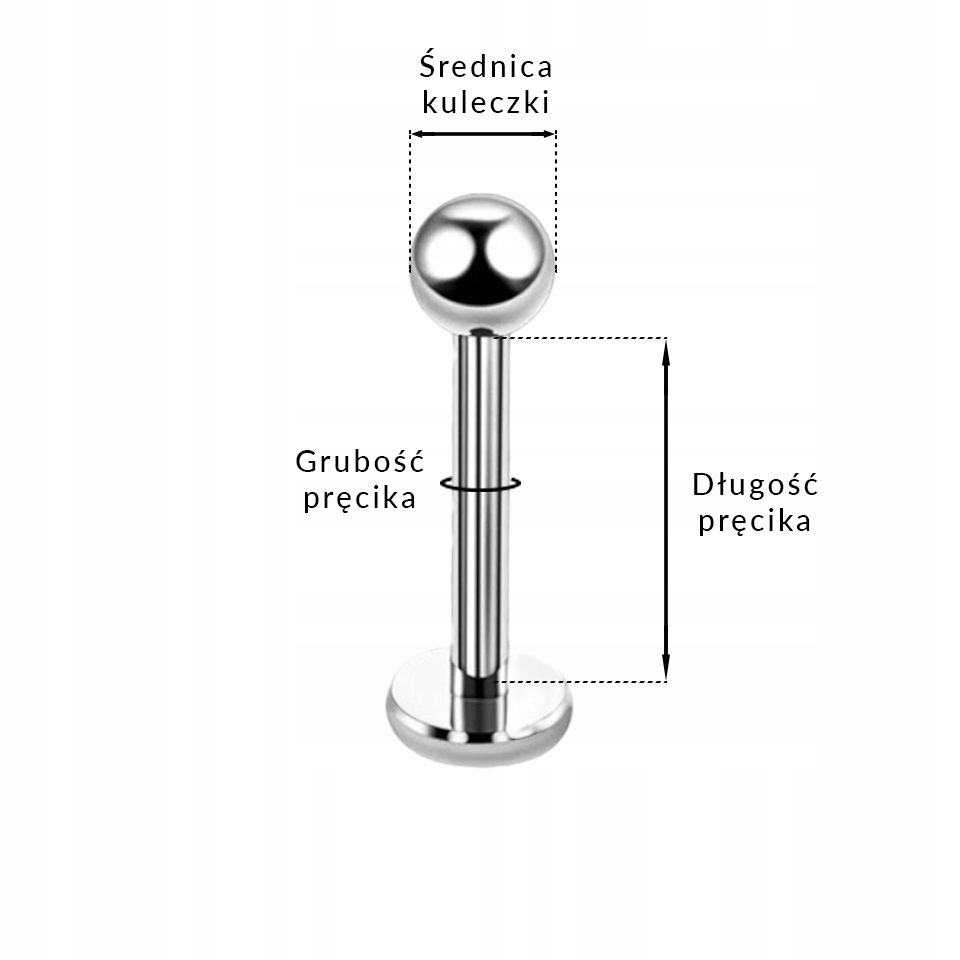 PIERCING Tytanowy Labret z GWIAZDKĄ Lobe 1,2/6/3 Marka Inna marka