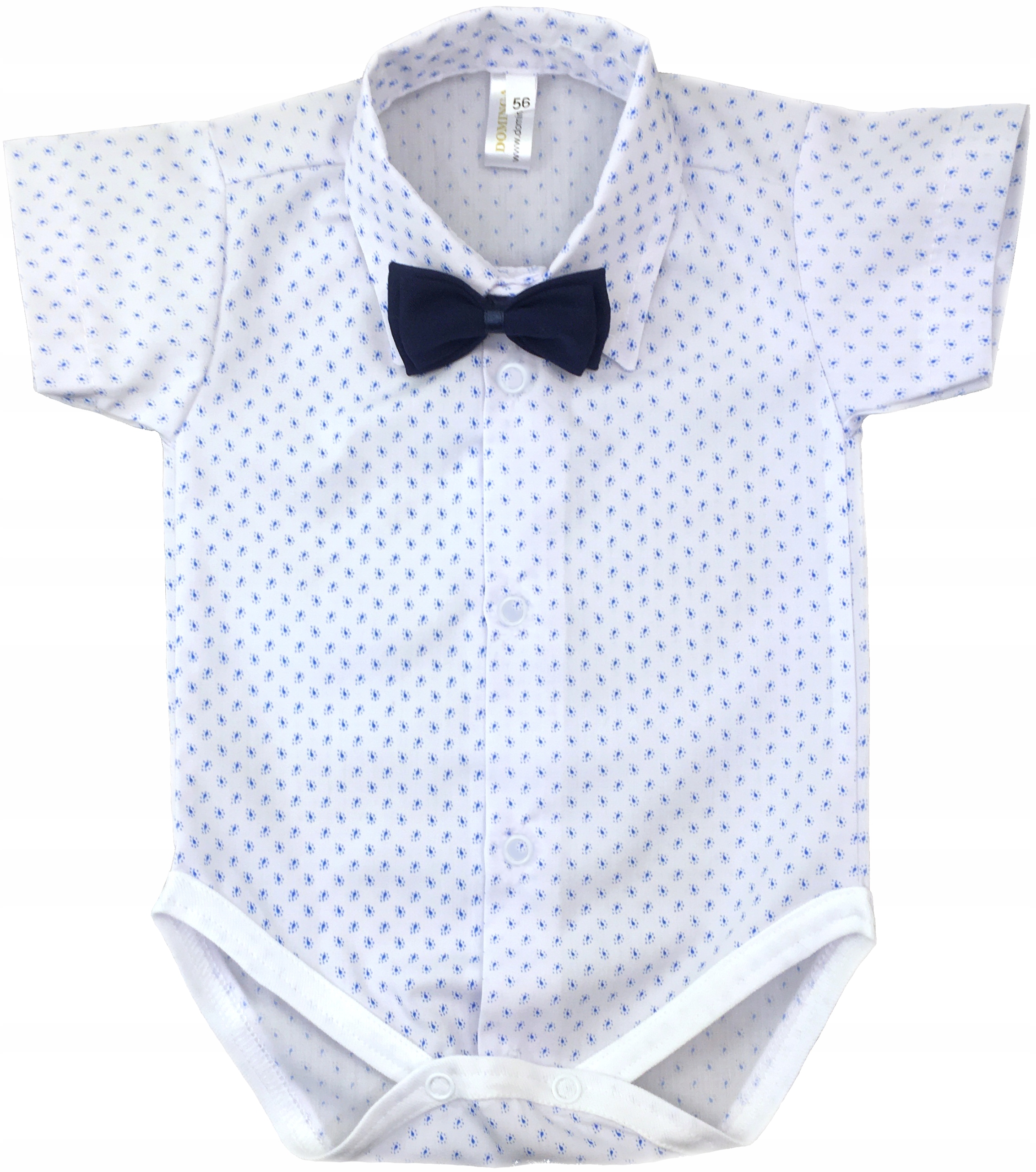 KOSZULA BODY MUCHA białe we wzorki wizytowe 56 cm