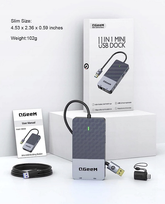 Stacja Dock HUB USB-C DisplayLink Macbook M1 M2 podłącz 2 monitory Producent Inna