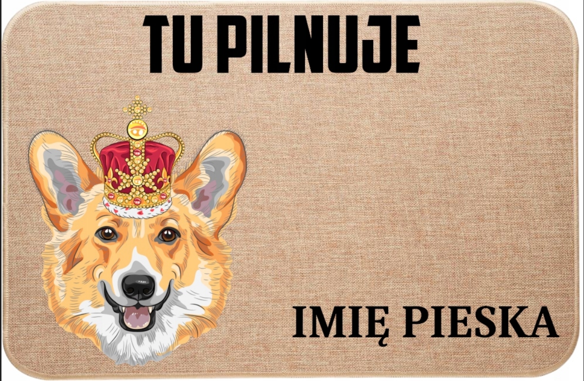 Lněná Vstupní Rohožka Tu Hlídá Jméno Corgi Královský Pes