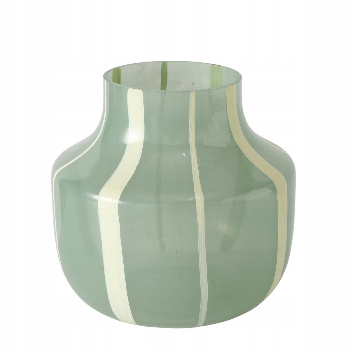 Wazon Dekoracyjny Szklany Zielony W Paski Erissa 14X13 Ręcznie Malowane