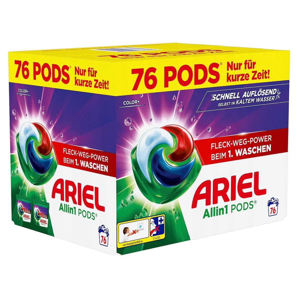 Ariel Środek piorący All-in-1, kapsułki płynnego detergentu 76 prań, Color+