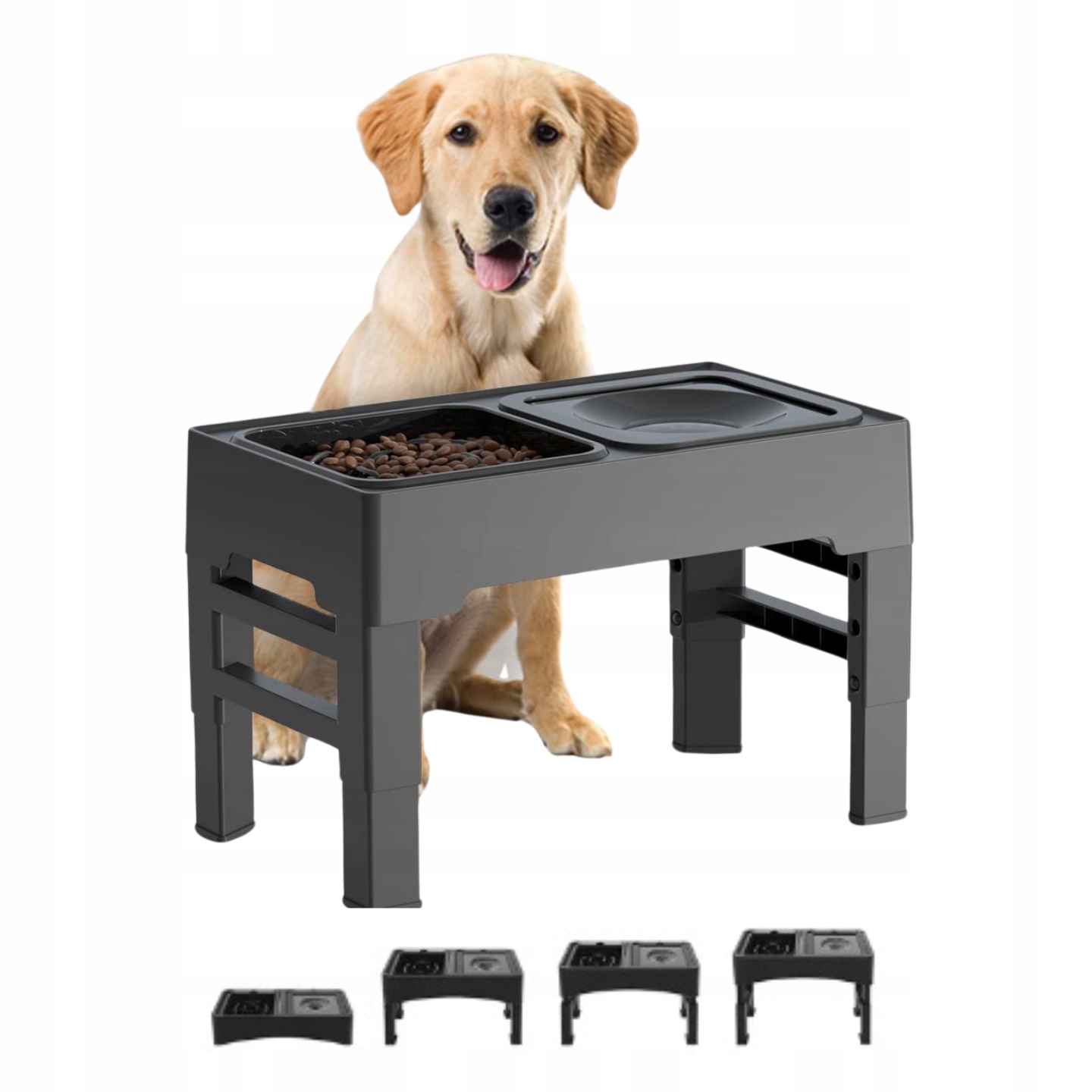 Levně Miska Pro Psa Na Stojanu S Nastavitelnou Výškou Dvojitá Proti Rozstřikování 2V1