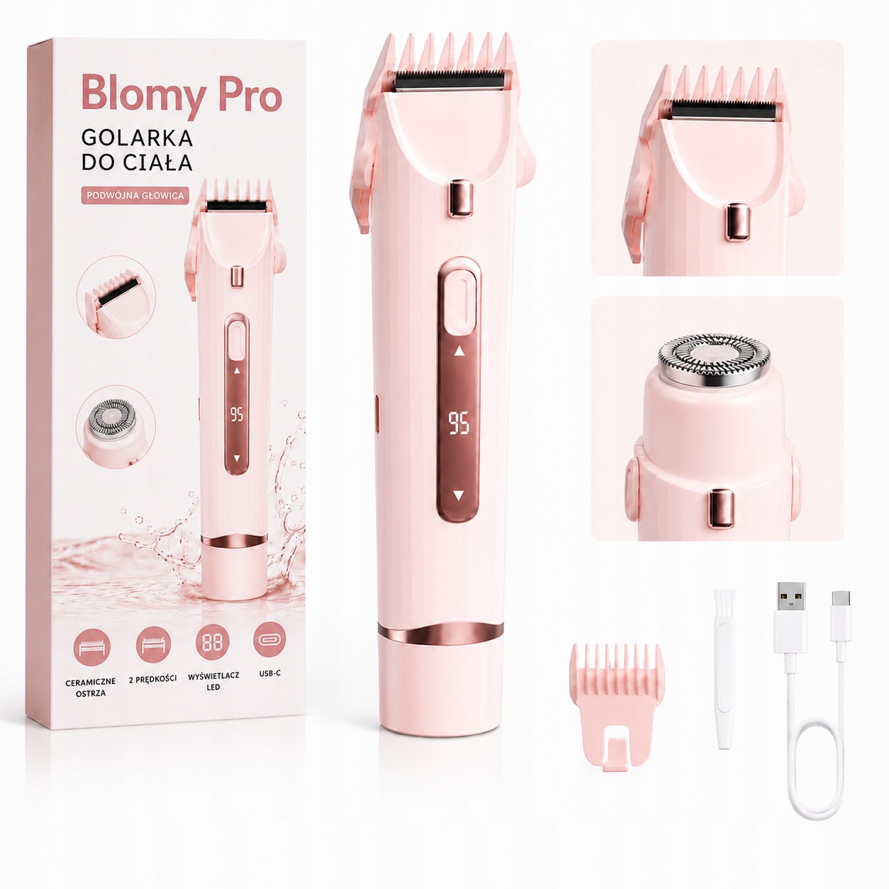 Blomy Pro 2.0 Golarka do Ciała i Miejsc Intymnych dla Kobiet 2w1