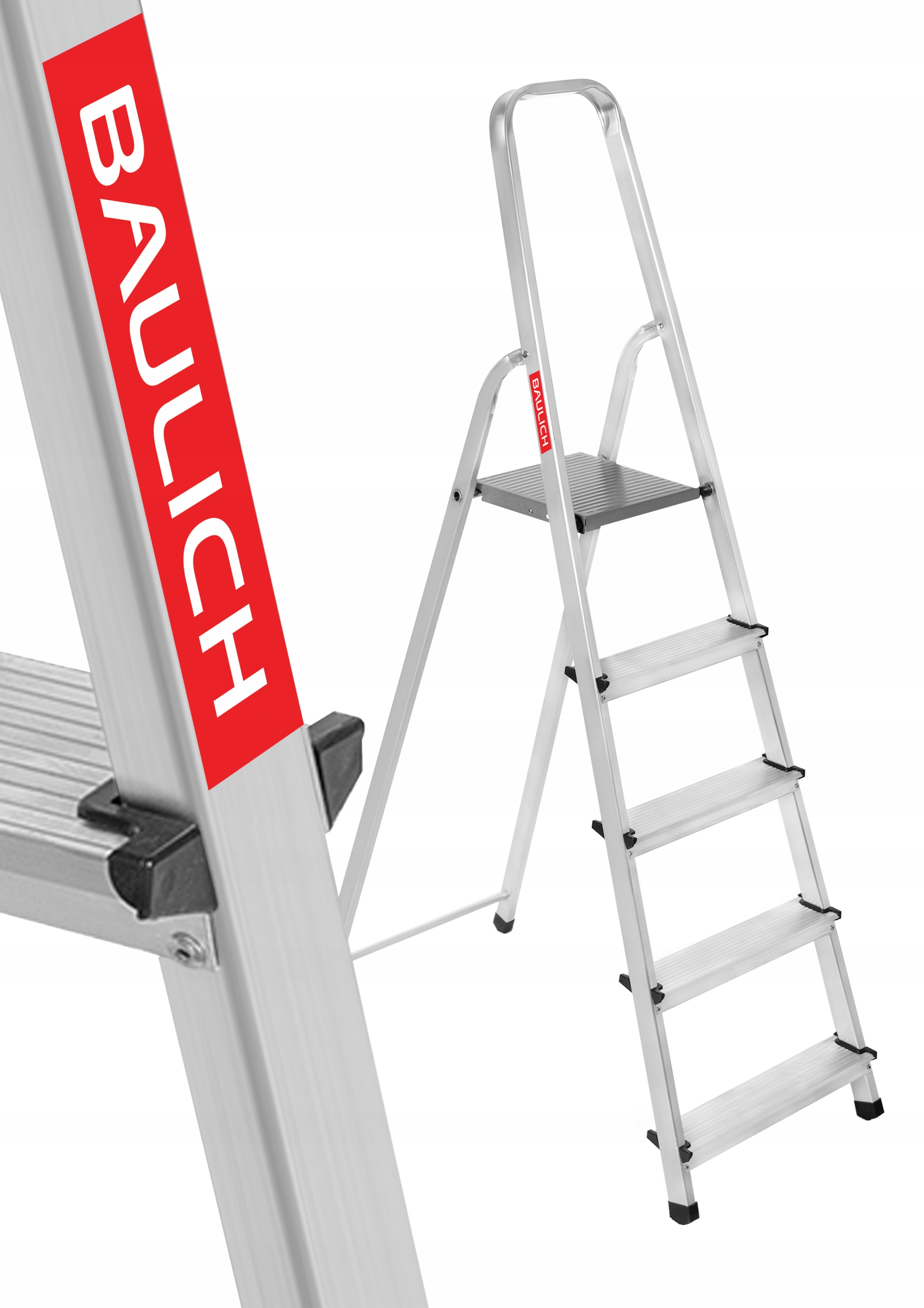 

Drabina aluminiowa domowa Baulich 5 stopniowa +hak