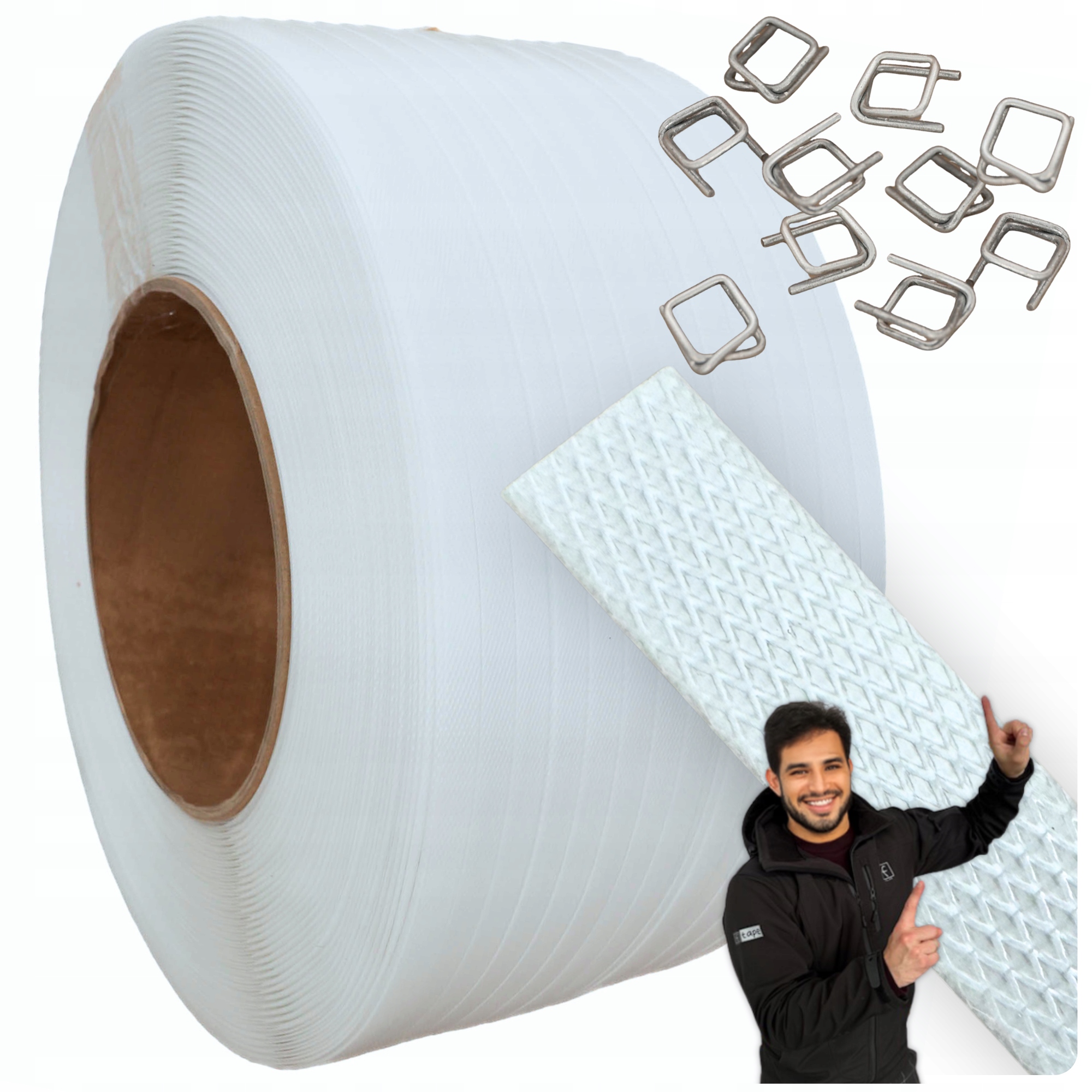 Taśma Pp 16 mm do spinania palet 16x0,60mm 1000m Felan Spinki 10 szt.