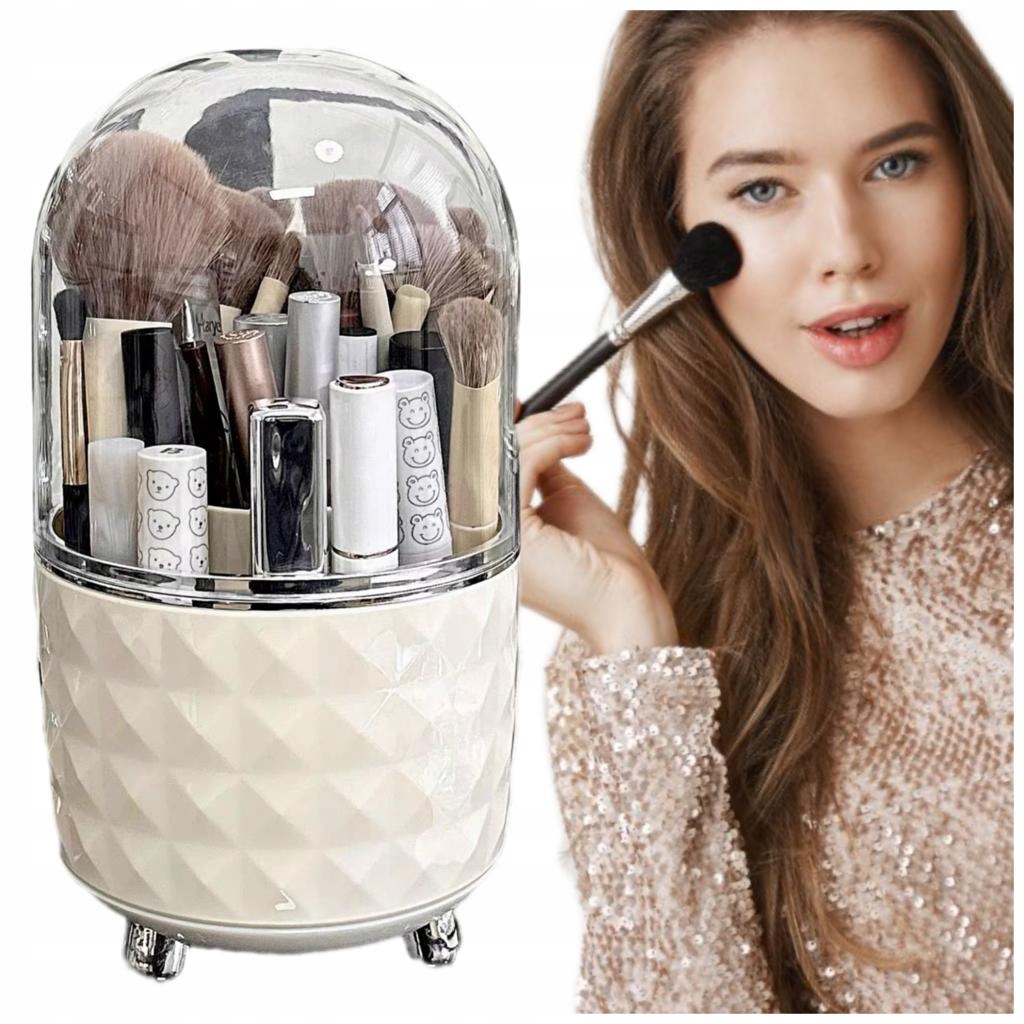 Organizer OBROTOWY PĘDZLE Kosmetyki Higieniczny AESTHETIC Kremowy 360°