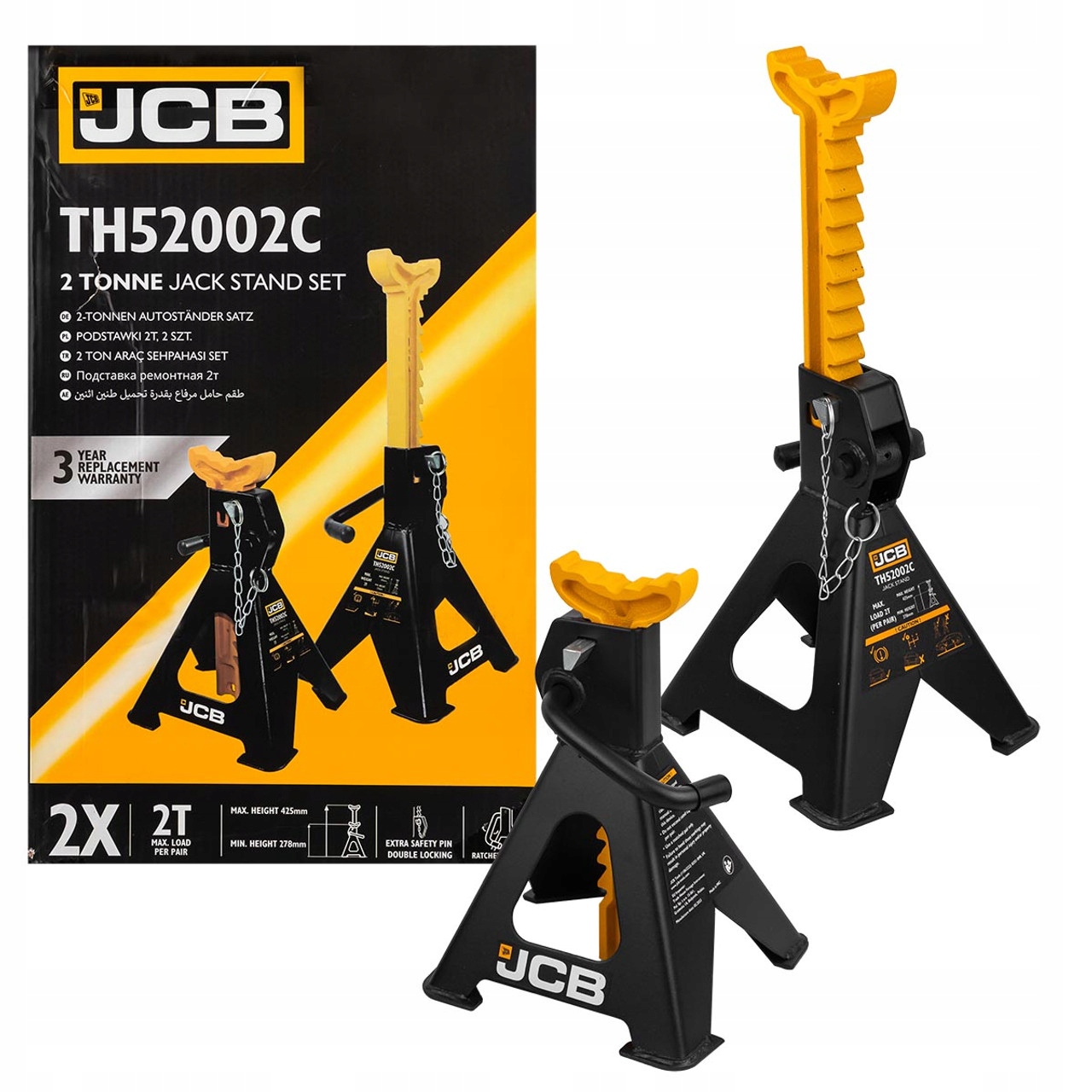 Mocne kobyłki samochodowe Jcb 2T 278–425 mm do garażu i warsztatu