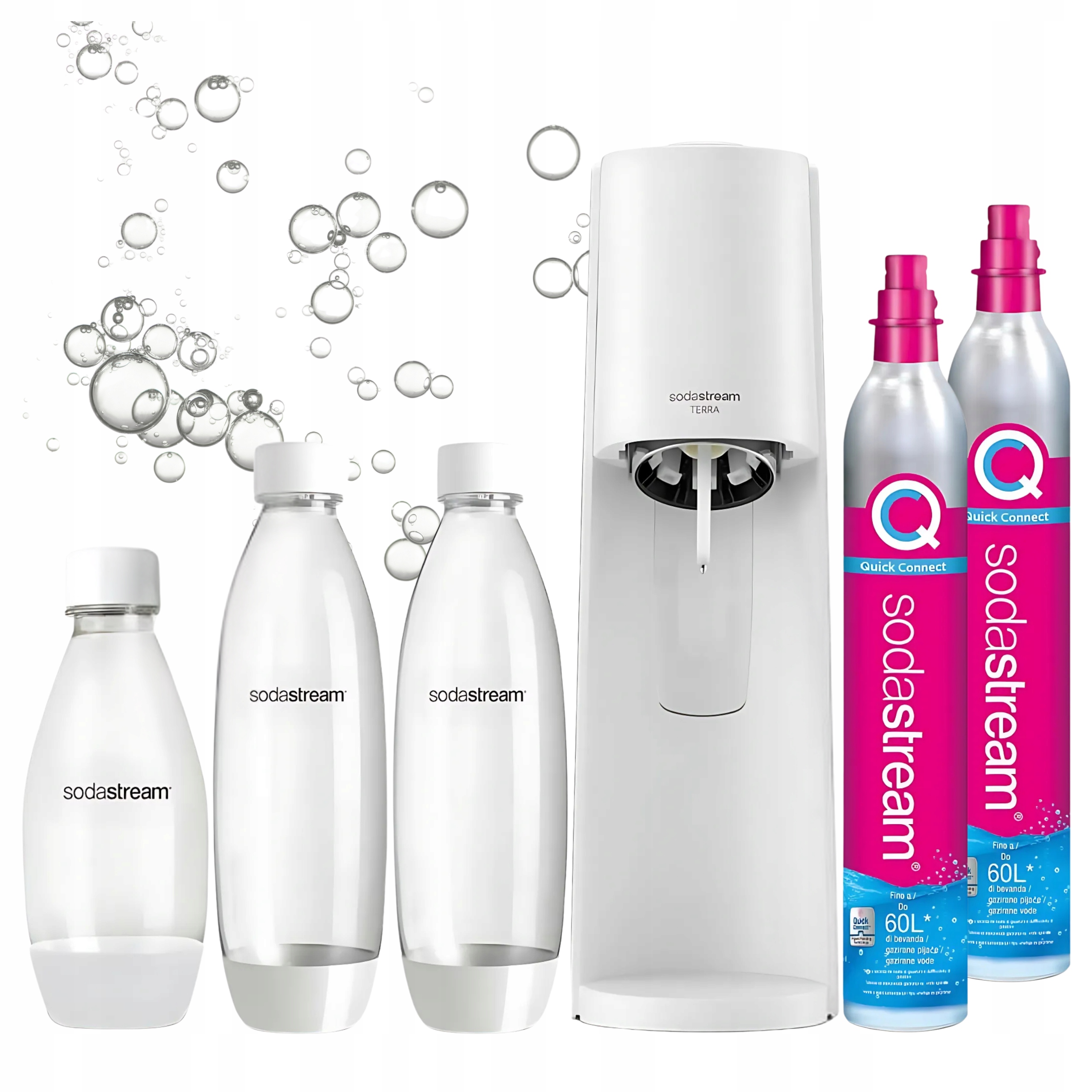 SodaStream Terra saturátor Biela 2 fľaše 1 l fľaša 0.5 l 2 x fľaša CO2