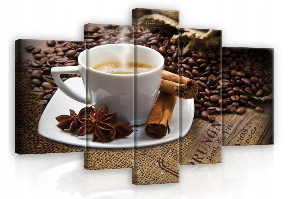 Obraz 170x100 Káva zrná šálka škorica aníz aróma ráno nálada