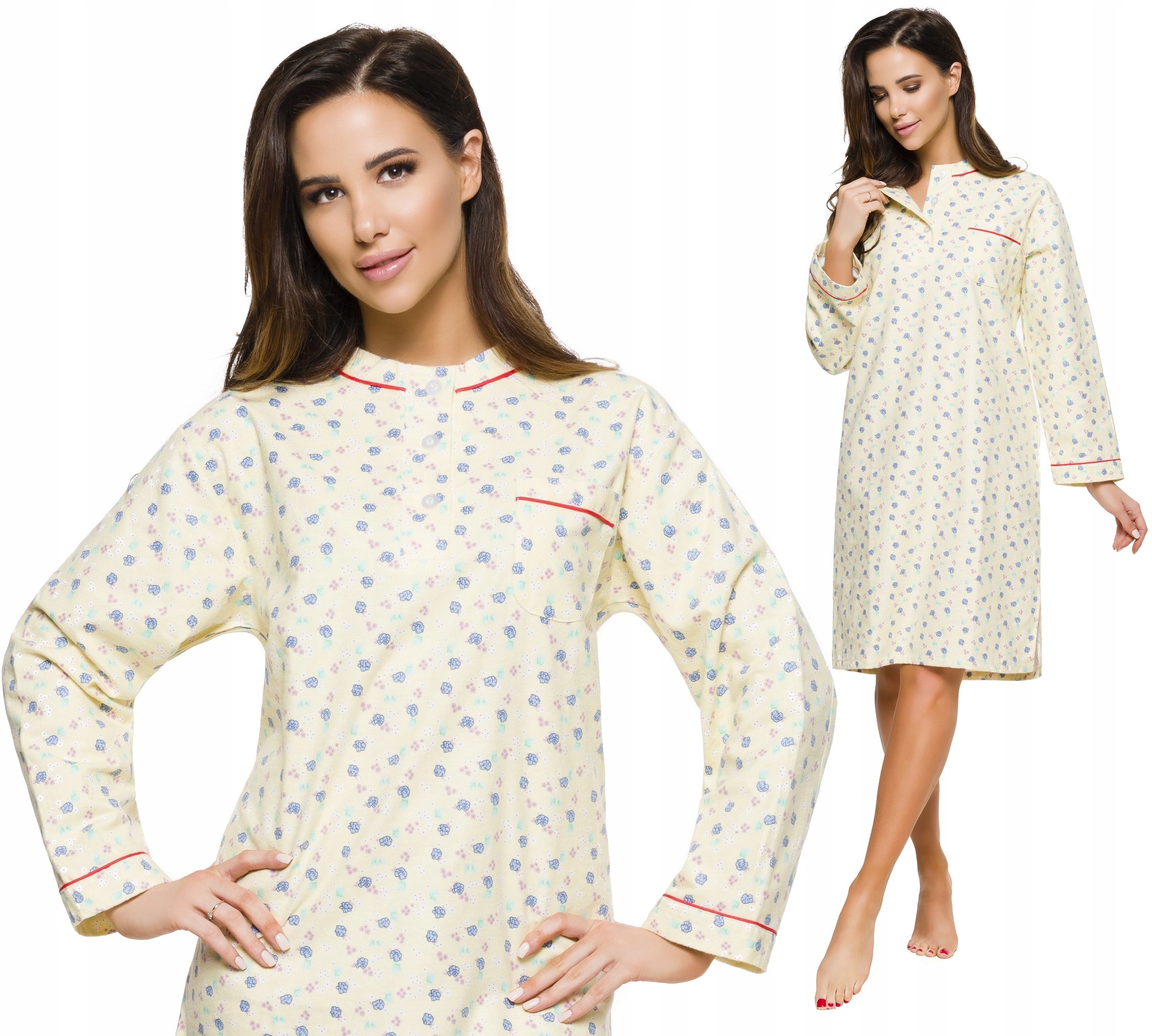 

Flanelowa Bawełniana Damska Koszula Nocna XL