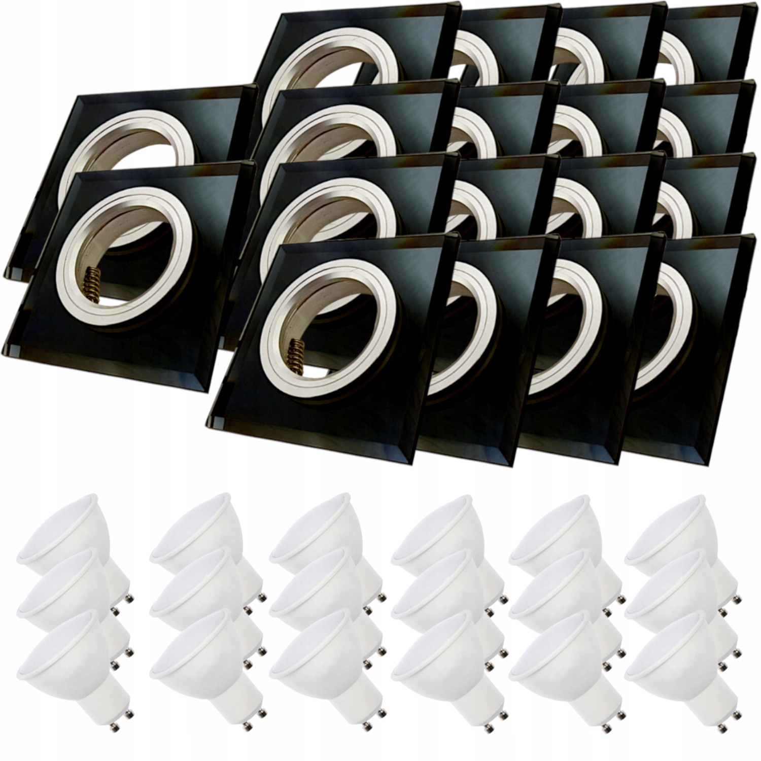 18 x Černá Skleněná Stropní Lampa Halogenová Objímka Led Žárovky 5W